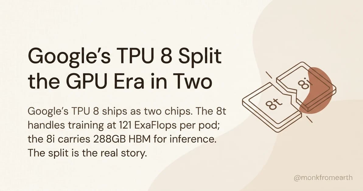 Google's TPU 8 Split Training From Inference. That is the Real Announcement