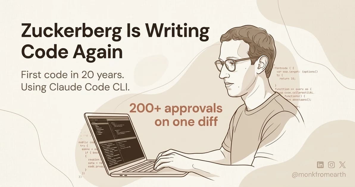 Zuckerberg Is Writing Code Again. With Claude Code.